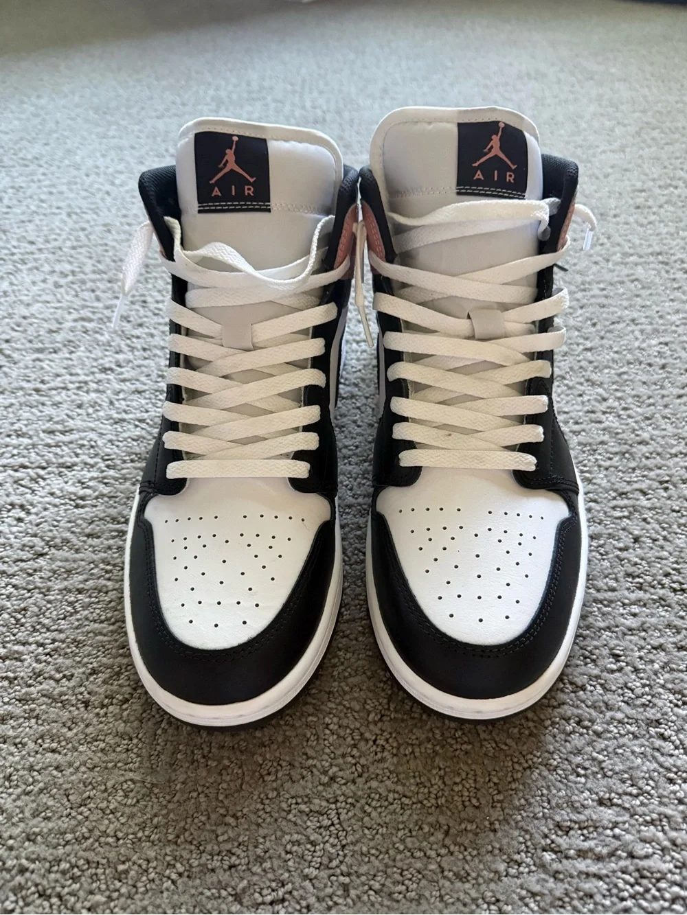 Jordan Mid-Top Sneakers in White, Black and Pink Men’s 12